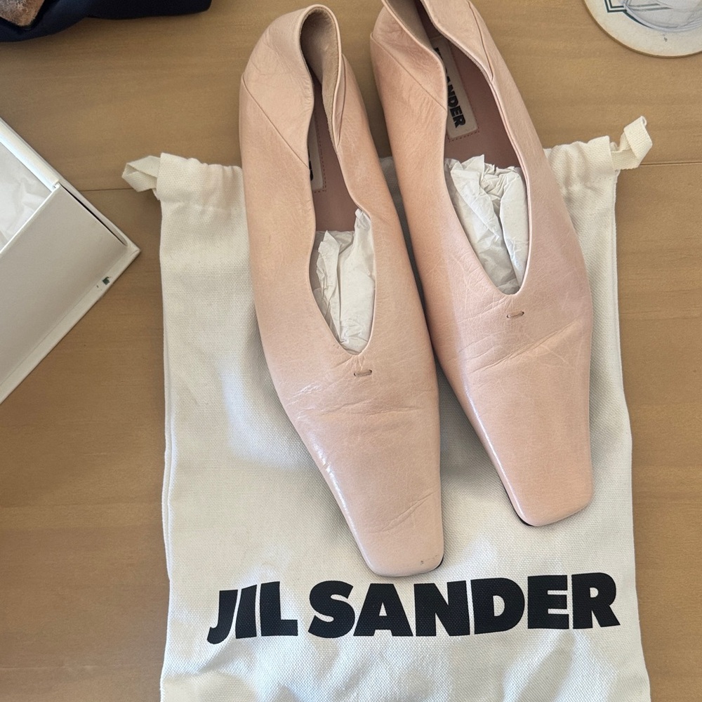 Jil Sander Women's Blush Leather Flats
